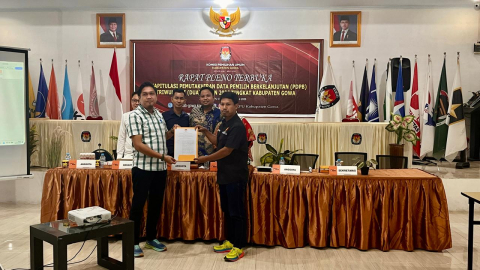Dokumentasi kegiatan "Bawaslu Gowa Saat penyerahan Berita Acara Pleno Rekapitulasi Daftar Pemilih Berkelanjutan Triwulan II Tahun 2026 (Kamis,2/7/2026) 