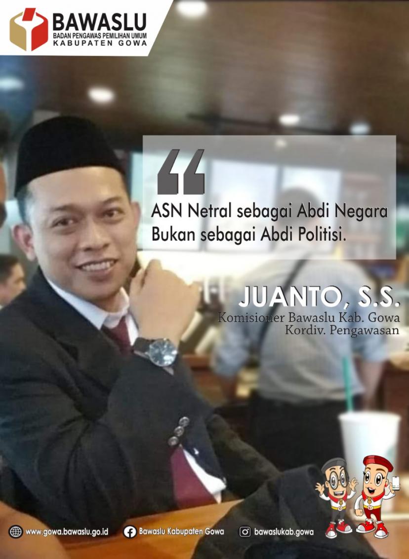 Komisioner Bawaslu Gowa: ASN Sebagai Abdi Negara Bukan Abdi Politisi, Bijaklah.