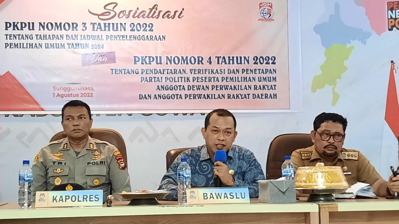 Bawaslu Kabupaten Gowa Hadiri Sosialisasi PKPU Nomor 3 dan Nomor 4 Tahun 2022