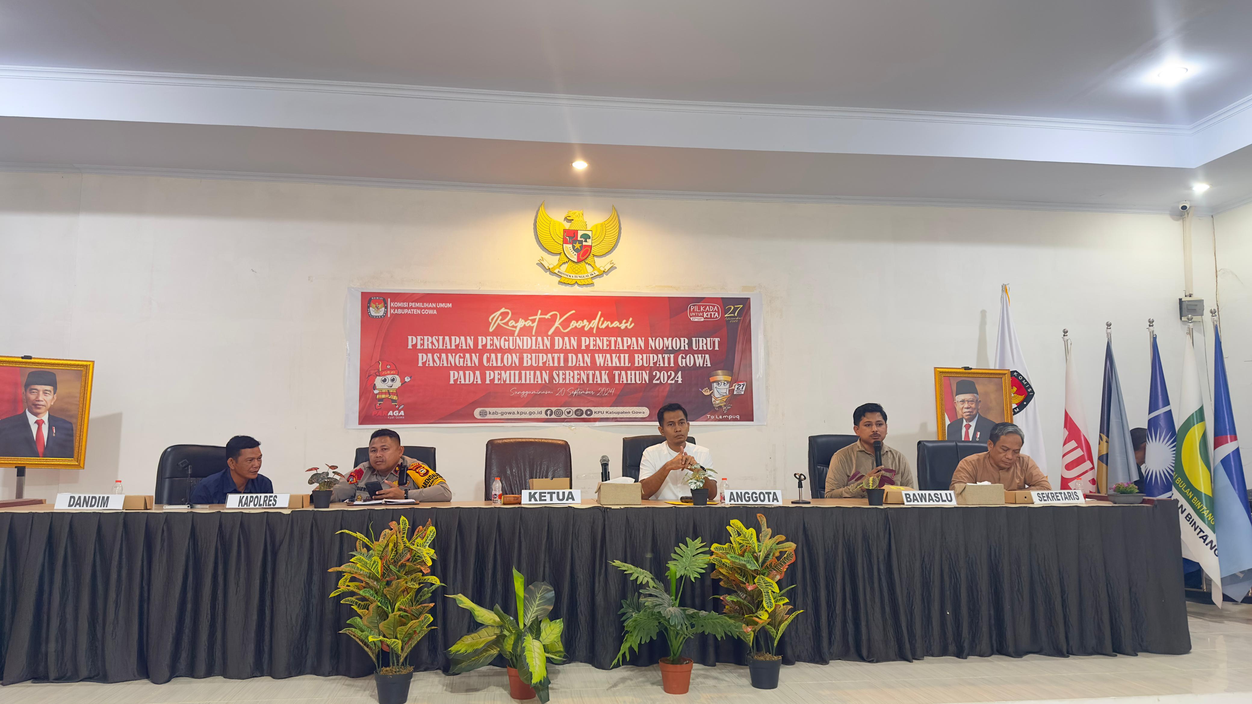 Bawaslu Gowa Hadiri Rapat Persiapan Pengundian dan Penetapan Nomor Urut